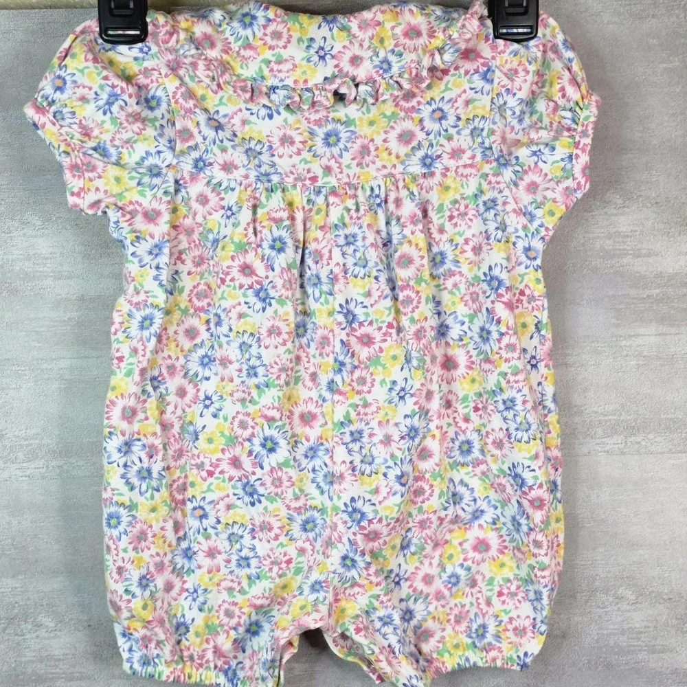 Vintage First Impressions Baby Girl Romper Ditsy Floral 3‐6MO Ruffle Pocket Snap